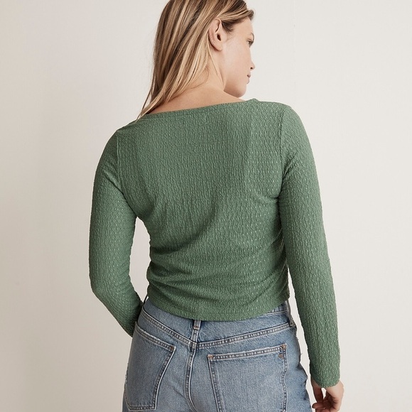 Madewell Crinkled Cardigan in Trellis Green Size XXS NEW - Picture 3 of 8